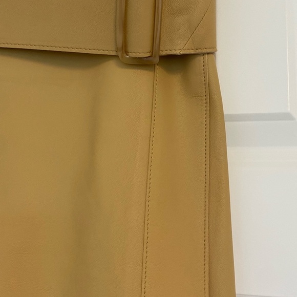 NWT Vince Belted Lambskin Leather A Line Skirt. Camel Size 0 - Picture 8 of 14